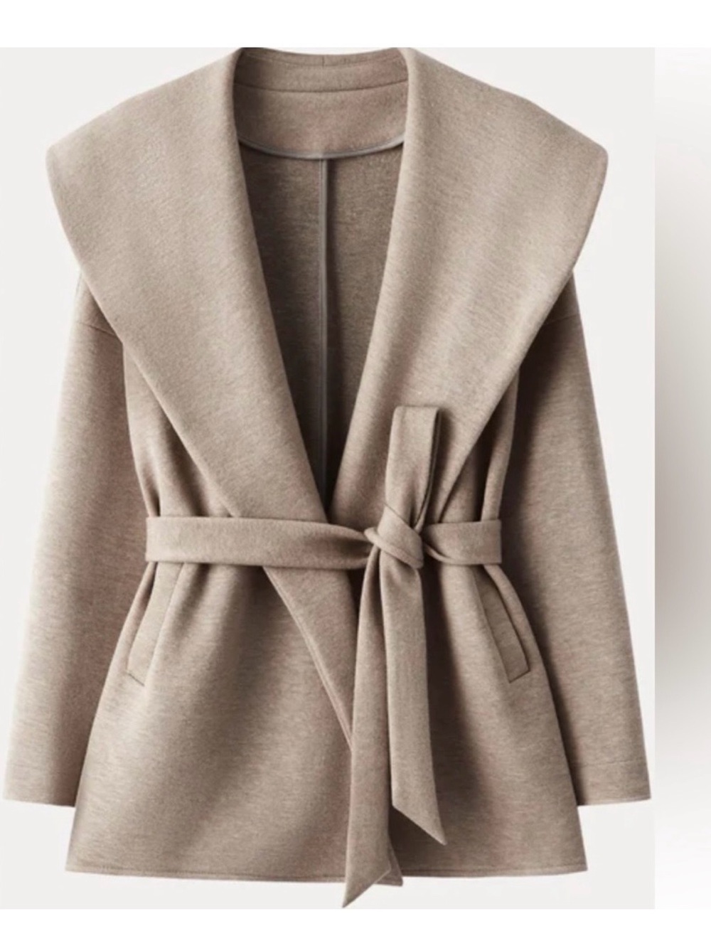 OGL Taupe Belted Shawl-Collar Wrap Jacket NWT